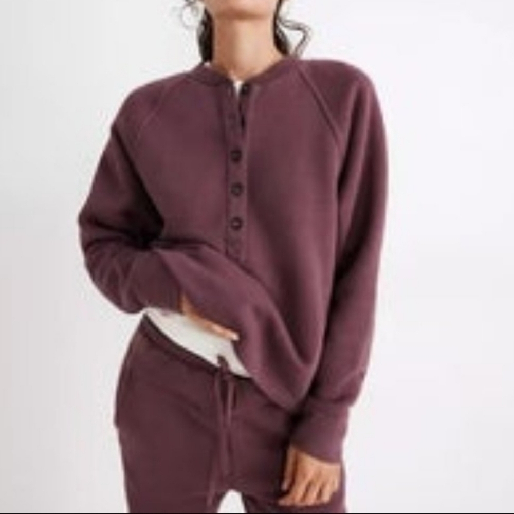 Madewell Make Weekends Longer Oversized Cropped Button Sweater Size Lg Lounge